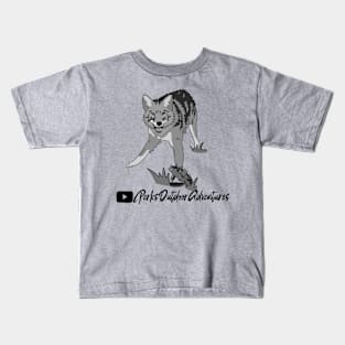 black n white coyote w/ black writing Kids T-Shirt